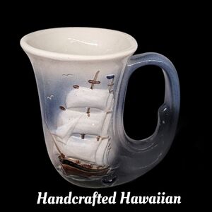 Handmade in Hawaii  K & SH Sailboat stoneware? Mug